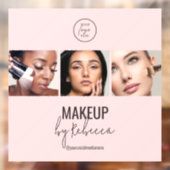 Roodroze Moderne 3 Foto Make-up Studio Logo Raamsticker (Vel 2)