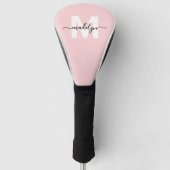 Roodroze Moderne Meisjesachtige Script Naam Monogr Golfheadcover (Voorkant)
