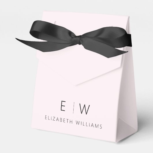 Roodroze Moderne Minimalistische Monogramnaam Bedankdoosjes (Voorkant Zijde)
