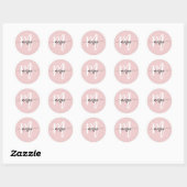 Roodroze Moderne Script Meisjesachtig Monogram Naa Ronde Sticker (Vel)