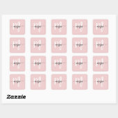 Roodroze Moderne Script Meisjesachtig Monogram Naa Vierkante Sticker (Vel)