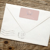 Roodroze Monogram Botanisch Retouradres Etiket