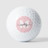 Roodroze Monogram Eerste Letter Naam Golfballen (Voorkant)