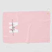 Roodroze Monogram Golfhanddoek (Horizontaal)