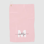 Roodroze Monogram Golfhanddoek (Voorkant)