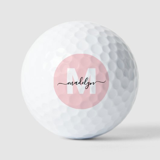 Roodroze Monogram Initiele Naam Golfballen (Voorkant)