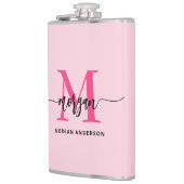 Roodroze Monogram Meisjes Afscheidscadeau-feestje Heupfles (Links)