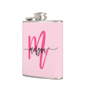 Roodroze Monogram Meisjes Afscheidscadeau Feestje Heupfles (Links)