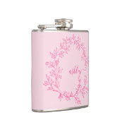 Roodroze Monogram Meisjes Afscheidsceremonie voor Heupfles (Rechts)