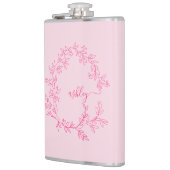 Roodroze Monogram Meisjes Afscheidsceremonie voor Heupfles (Links)