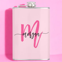 Roodroze Monogram Meisjes Afscheidsceremonie voor