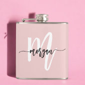 Roodroze Monogram Mooie Meisjesletters Heupfles