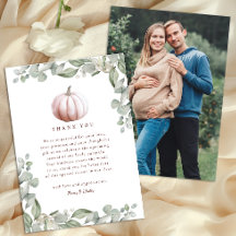 Roodroze Pompoen Herfst Baby Shower Bedankkaart