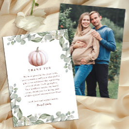 Roodroze Pompoen Herfst Baby Shower Bedankkaart