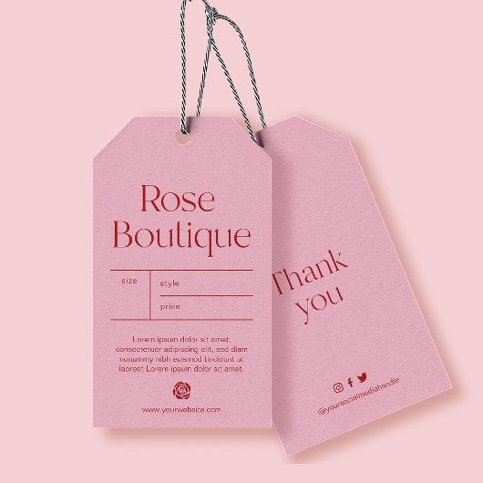 Roodroze Product Kleding Hangtag Cadeaulabel