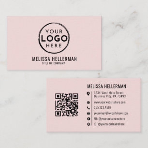 Roodroze Professionele Logo QR Code Visitekaartje