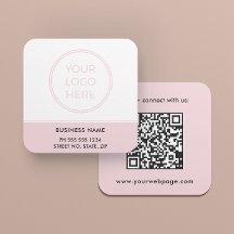 Roodroze QR-code logo vierkant visitekaartje
