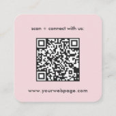 Roodroze QR-code logo vierkant visitekaartje (Achterkant)