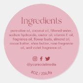 Roodroze Ronde Ingredienten Productlabel Sticker (Voorkant)