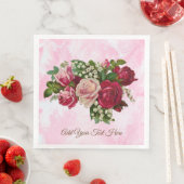 Roodroze Roses Lily van de Valley Floral Romantic Servet (Insitu)