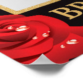 Roodroze rozen en gouden bruidsshower fotoprops poster (Hoek)