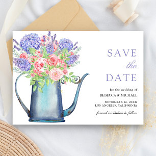 Roodroze Rozen Paarse Hortensia Bruiloft Save The Date