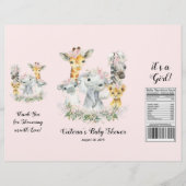 Roodroze Safari Baby Shower Chipzak Verpakking Flyer (Voorkant)