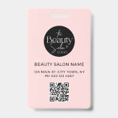 Roodroze Salon Foto Naam ID Badge (Achterkant)