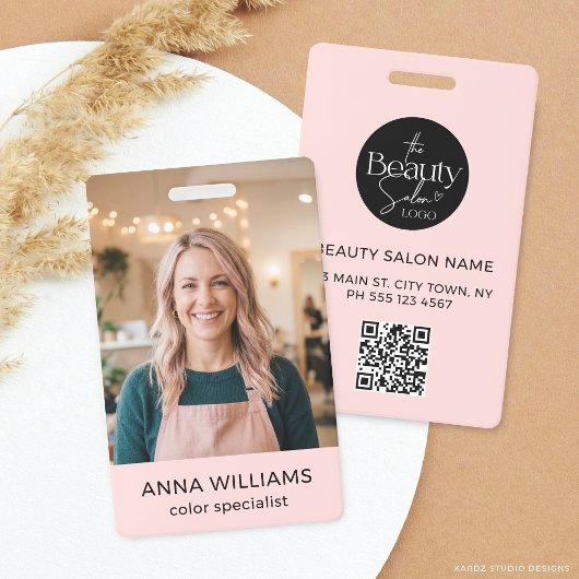 Roodroze Salon Foto Naam ID Badge