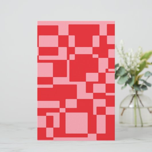 Roodroze vierkreeften briefpapier (Staand voorkant)