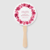 Roodroze waterverf trouwprogramma handwaaier (Voorkant)