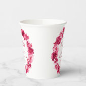 Roodroze zonnebloem met waterverf bruiloft papieren bekers (Links)