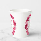 Roodroze zonnebloem met waterverf bruiloft papieren bekers (Rechts)