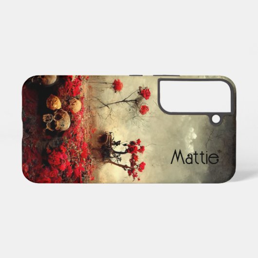 Roodrozen Gothic en schedeltuin Samsung Galaxy Hoesje (Achterkant horizontaal)