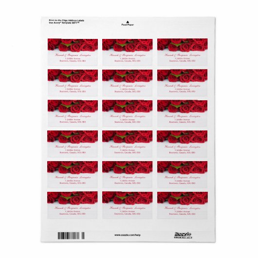 Roodrozen Jubileum Etiket (Full Sheet)