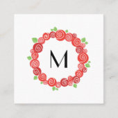 Roodrozen met lentestuin bloesem schattig vierkante visitekaartje (Voorkant)