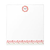 Roodrozen met monogram tuinbodem notitieblok (Voorkant)