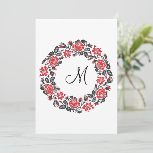 Roodrozen Roodspieren Initiaal Monogram (Staand voorkant)