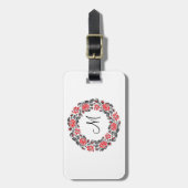 Roodrozen Roodspieren Initiaal Monogram Bagagelabel (Voorkant verticaal)