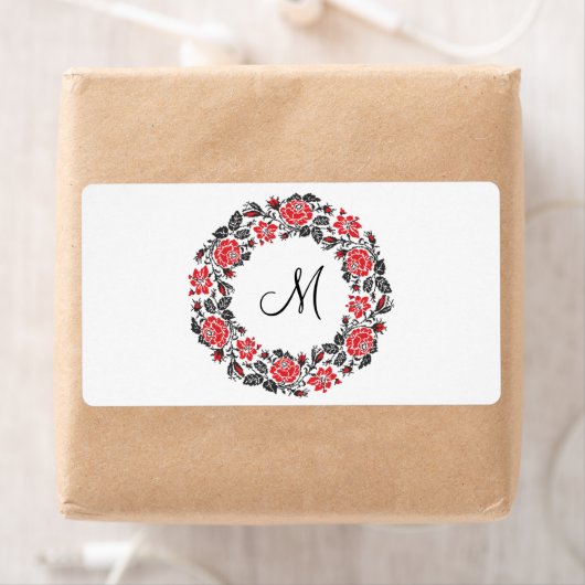 Roodrozen Roodspieren Initiaal Monogram Etiket (Insitu)