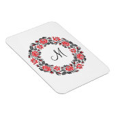 Roodrozen Roodspieren Initiaal Monogram Magneet (Rechterzijde)