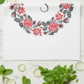 Roodrozen Roodspieren Initiaal Monogram Theedoek (Gevouwen)