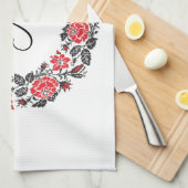 Roodrozen Roodspieren Initiaal Monogram Theedoek (Quarter Fold)