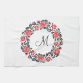 Roodrozen Roodspieren Initiaal Monogram Theedoek (Horizontaal)