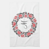 Roodrozen Roodspieren Initiaal Monogram Theedoek (Verticaal)