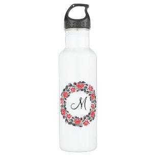 Roodrozen Roodspieren Initiaal Monogram Waterfles