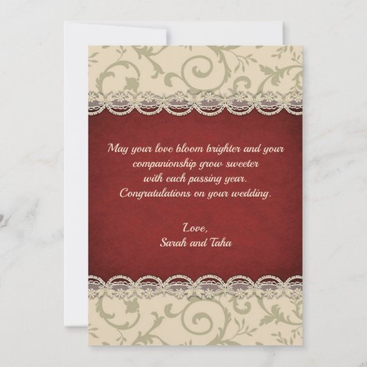  roodrozen Shaadi Mubarak Kaart (Achterkant)