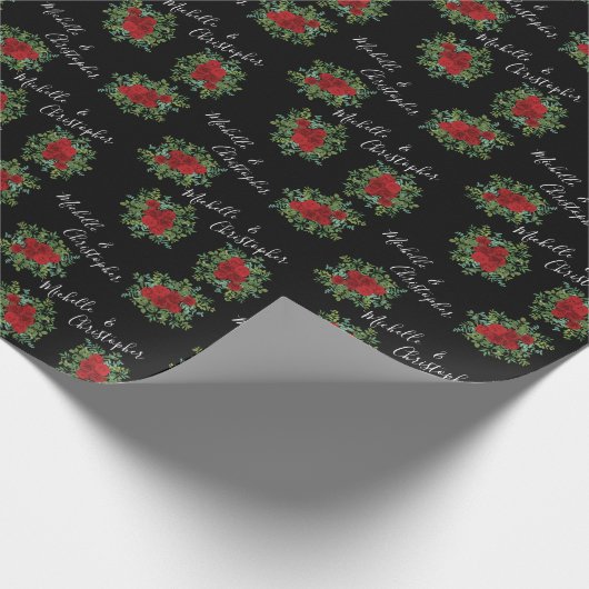 Roodrozenweddenschap Cadeaupapier (Hoek)