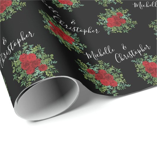 Roodrozenweddenschap Cadeaupapier (Rol Hoek)