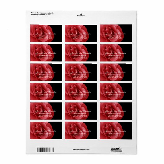 Roodrozenweddenschap Etiket (Full Sheet)
